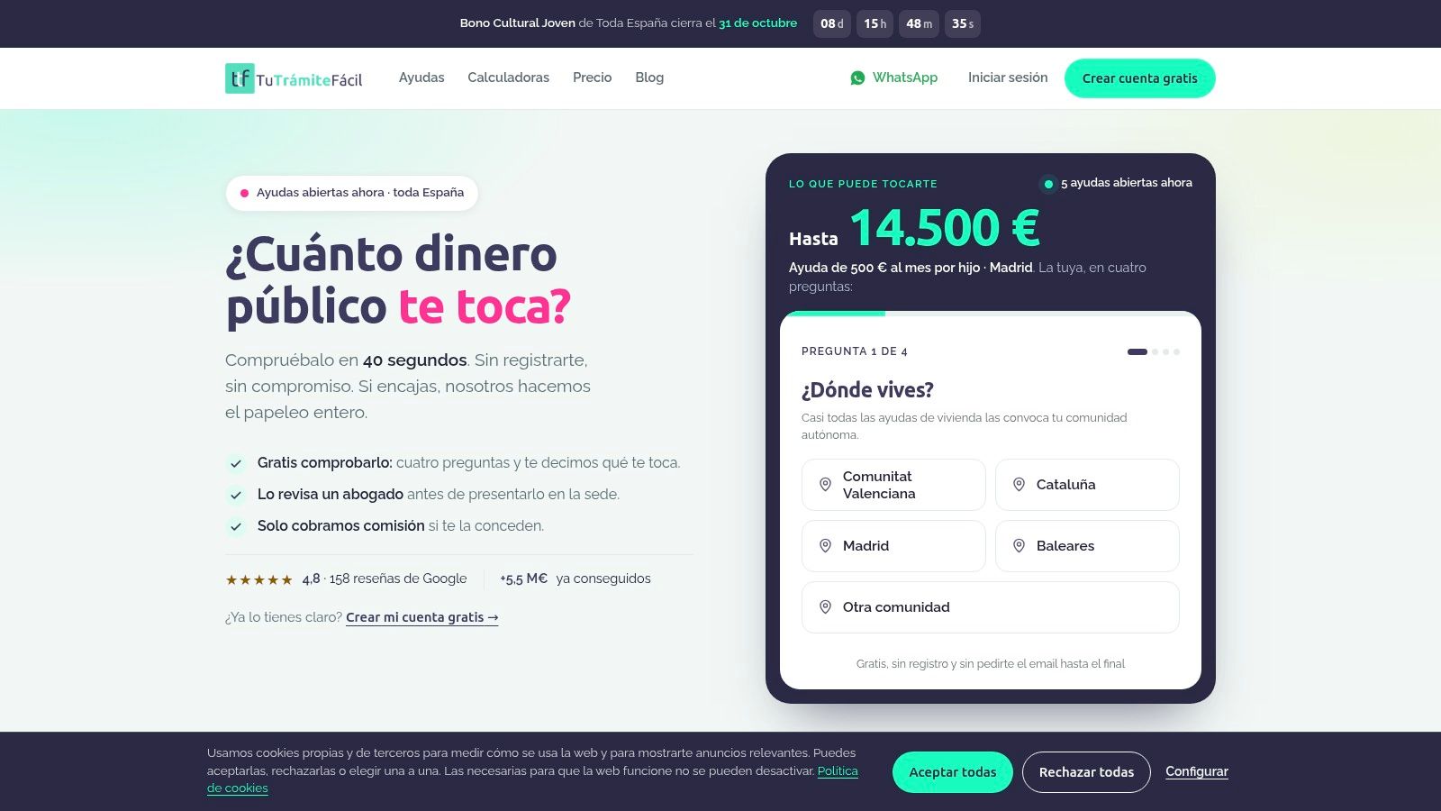 Screenshot from https://tutramitefacil.es