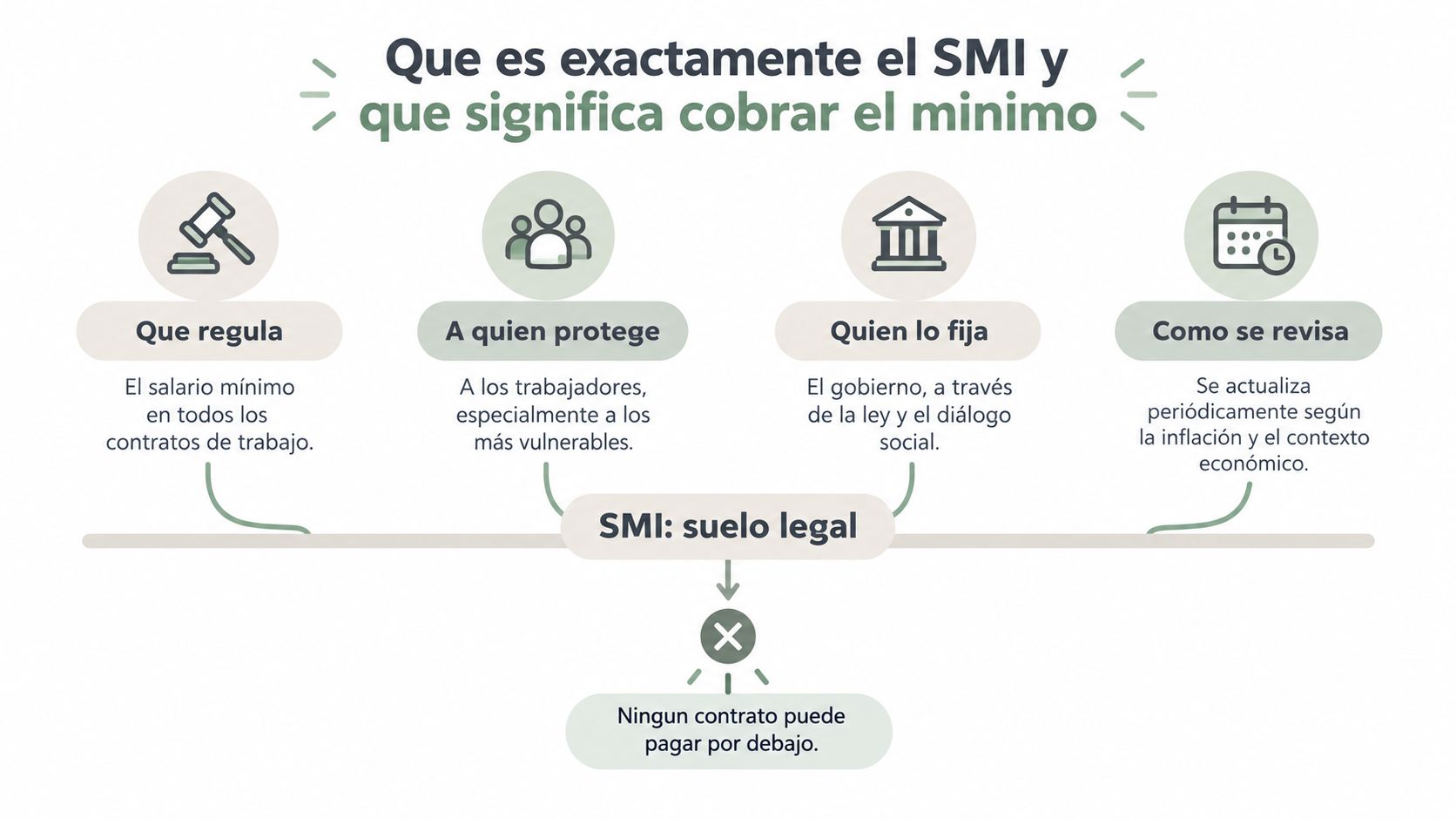 Infografía explicativa sobre qué es el Salario Mínimo Interprofesional y cómo protege a los trabajadores.